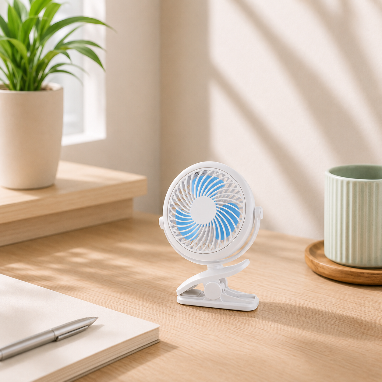BreezFlow Clip white portable clip fan for home office